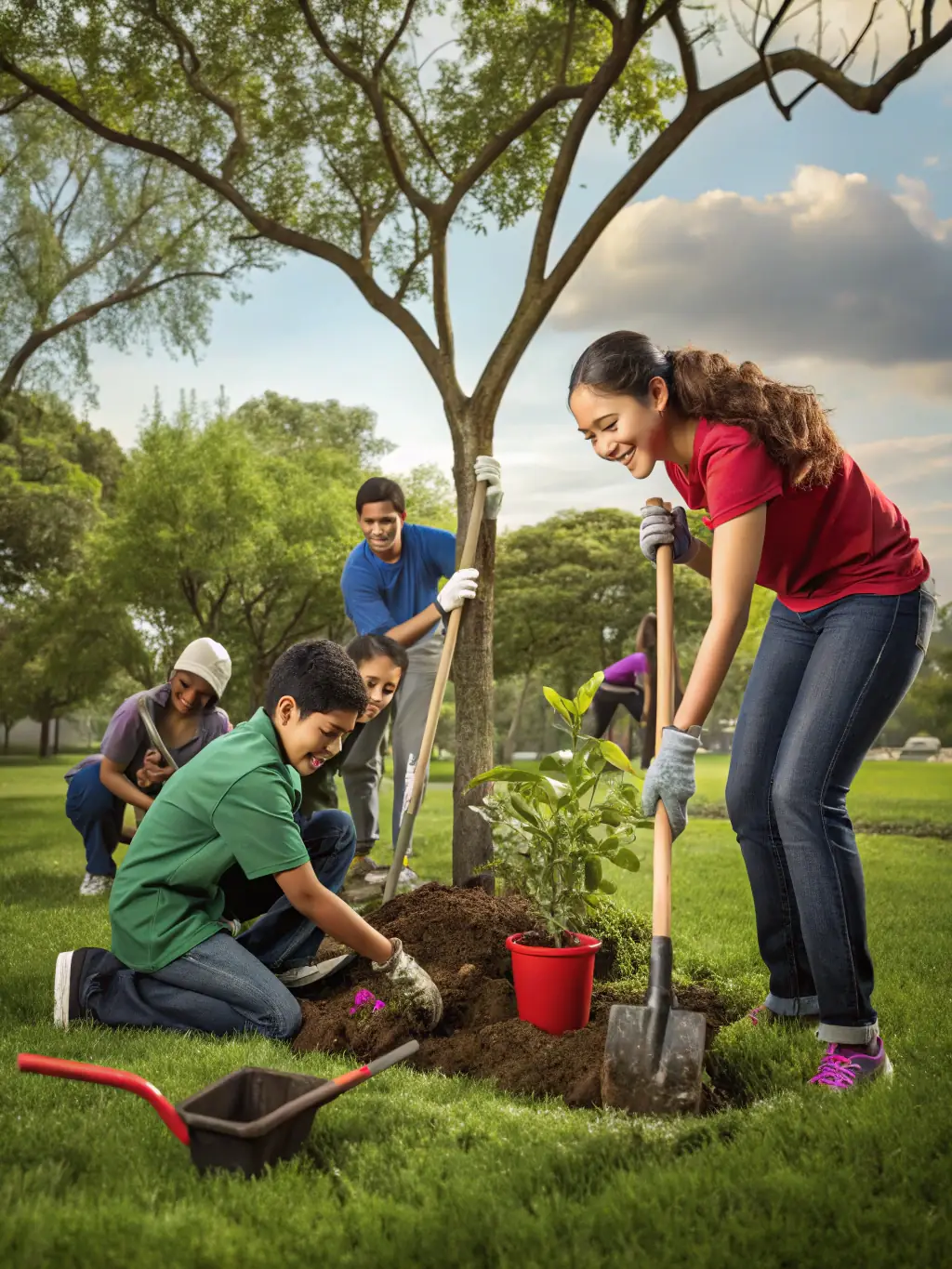 ACCAT members engaging in a wildlife conservation project, planting trees to improve habitat for local wildlife.